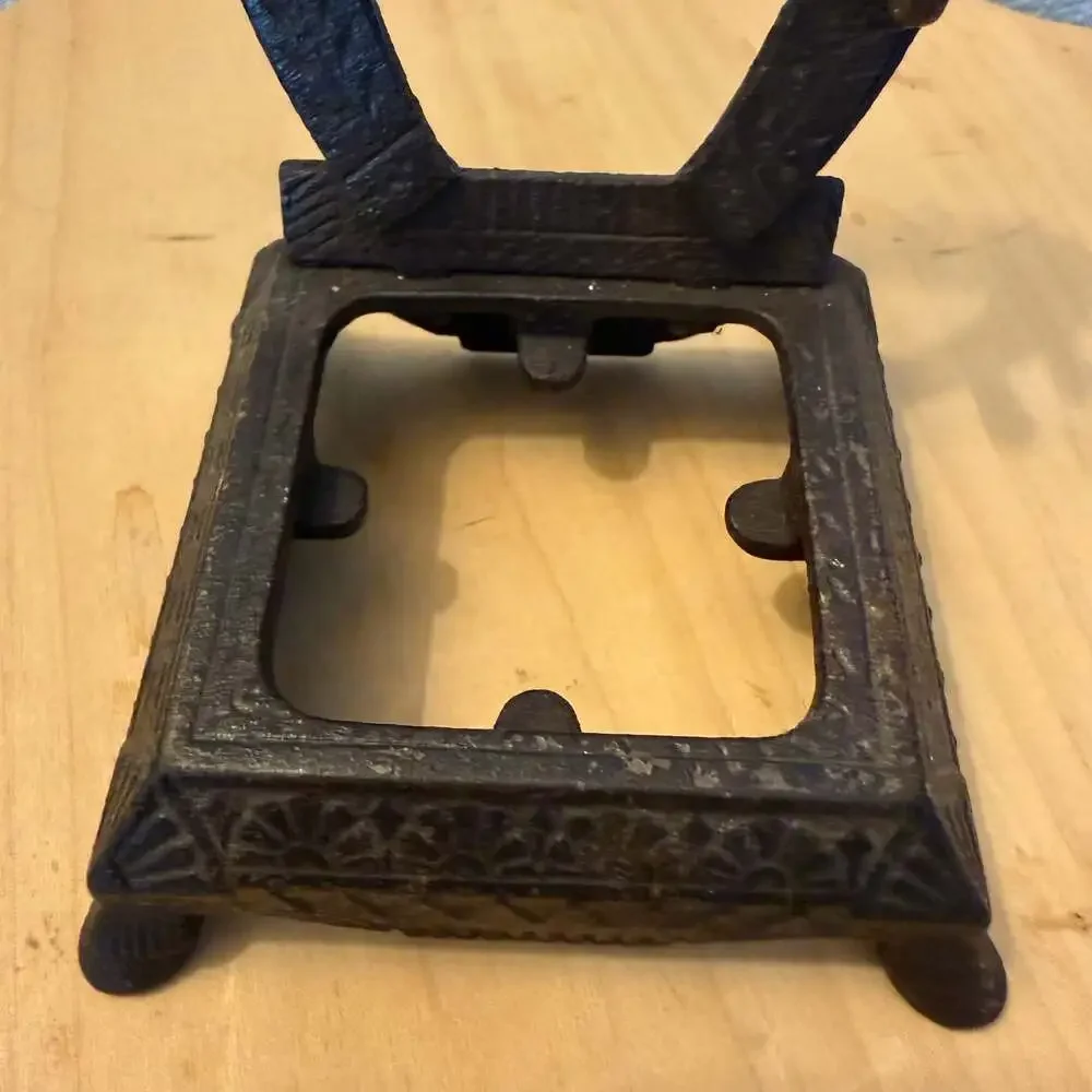 Antique Cast Iron Horseshoe and Horse Head Desk Inkwell Stand